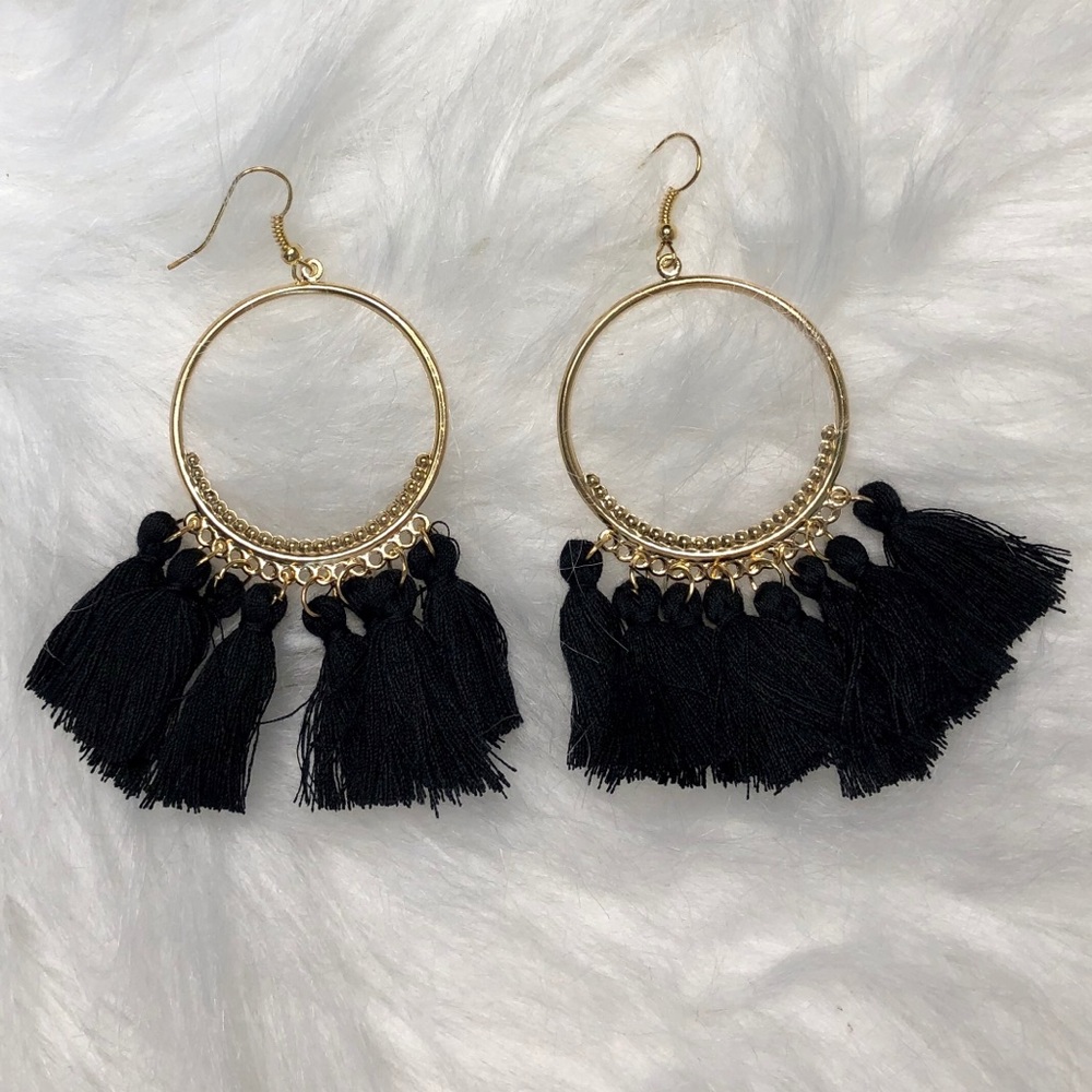 Hoop tassel earrings